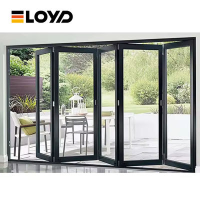 Black Powder Coat Aluminium Frame Glass Folding Patio Doors Accordion Doors